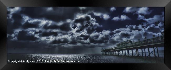 Moonlit pier Framed Print by Andy dean