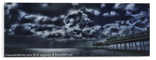 Moonlit pier Acrylic by Andy dean