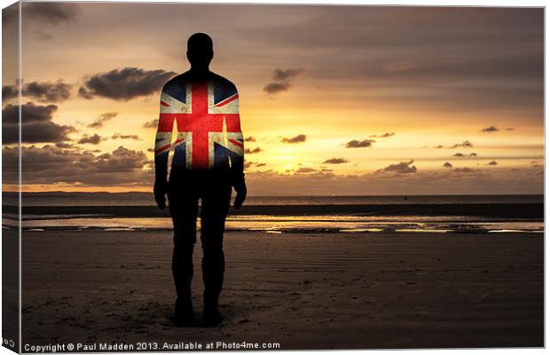 Iron Man Silhouette Union Jack Canvas Print by Paul Madden