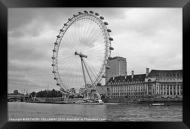 LONDON EYE BLACK AND WHITE Framed Print by Anthony Kellaway