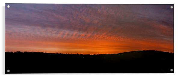 Rhymney Valley Sunrise Panorama Acrylic by Steve Purnell