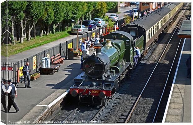 GWR West Somerset Mogul class No 9351 Canvas Print by William Kempster