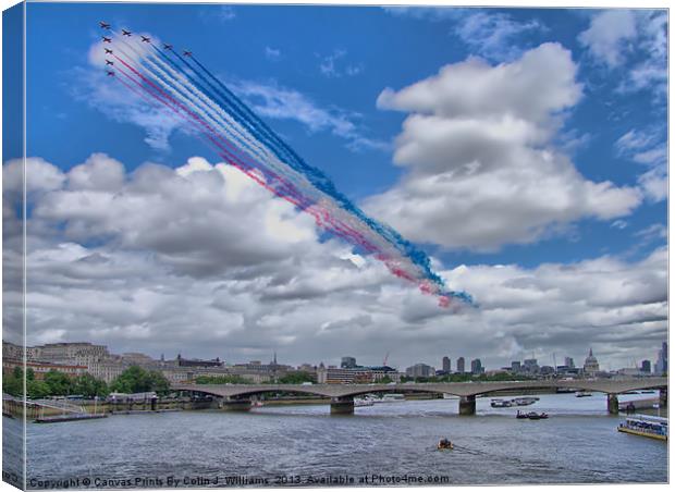 Red Arrows Over London Canvas Print by Colin Williams Photography