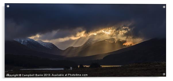 Loch Ossian sunrise Acrylic by Campbell Barrie