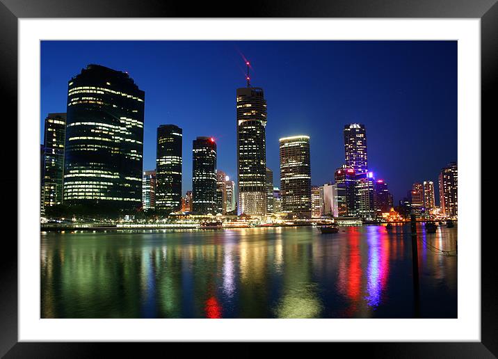 Night Time in Brisbane Framed Mounted Print by Gillian Flett