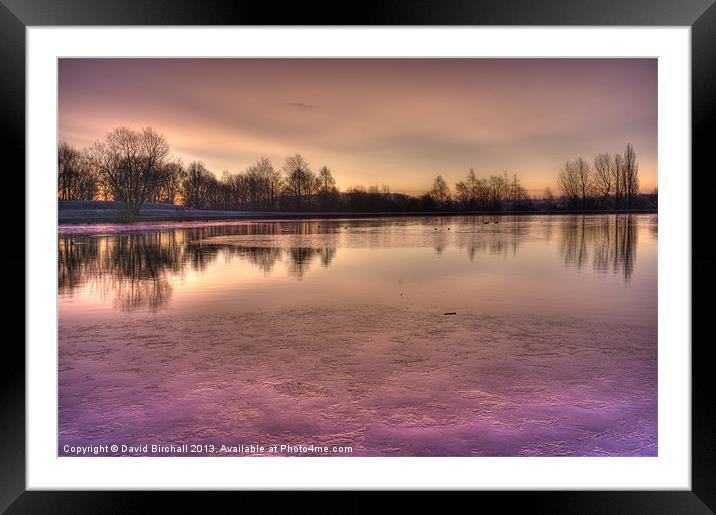 Winter Sunset Colour at Smithy Pond, Derbyshire. Framed Mounted Print by David Birchall