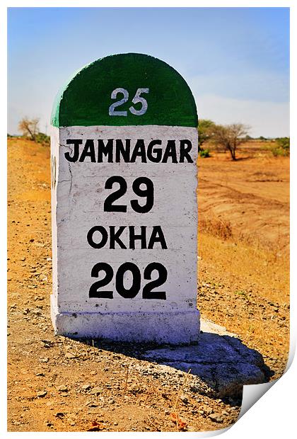 29 Kilometers to Jamnagar Print by Arfabita  