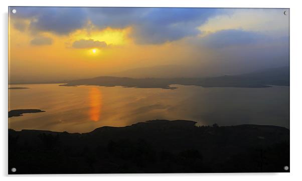 Dawn landscape on Lake Pavna India Acrylic by Arfabita  
