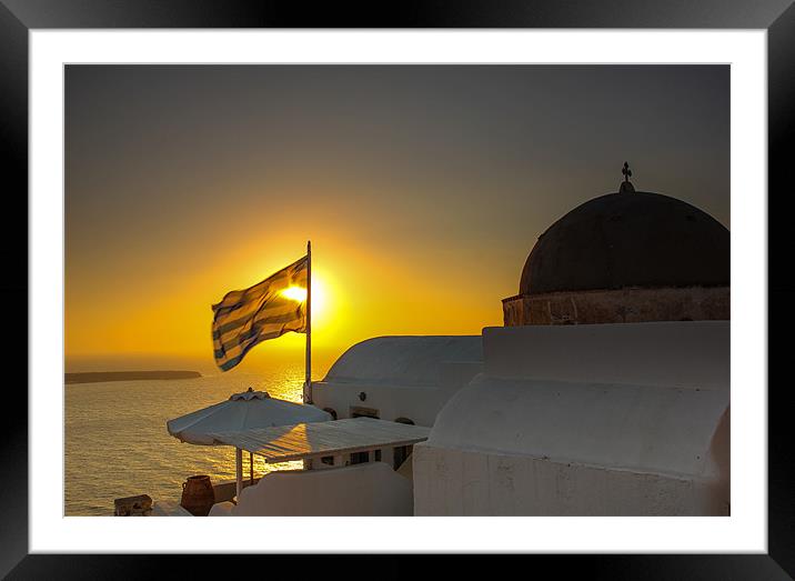 Grecian Sunset Framed Mounted Print by Jed Pearson