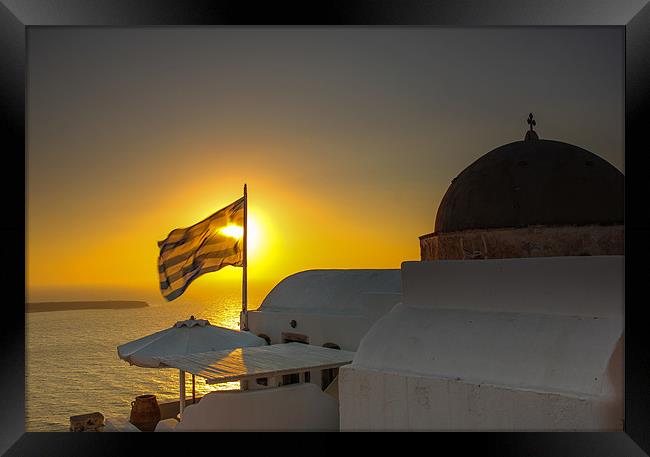 Grecian Sunset Framed Print by Jed Pearson