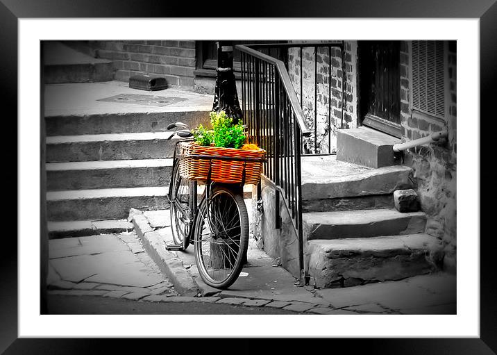 Old Bicycle and Basket, Durham Framed Mounted Print by Helen Holmes