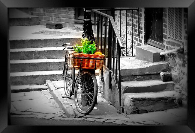 Old Bicycle and Basket, Durham Framed Print by Helen Holmes