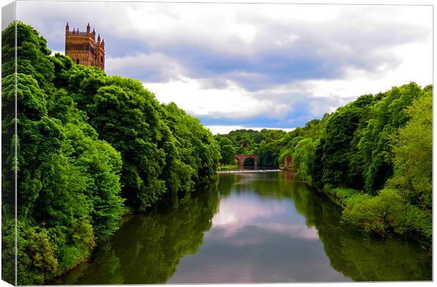 Reflections in The River Wear Durham Canvas Print by Helen Holmes