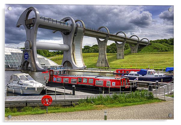 Boats at the Falkirk Wheel Acrylic by Tom Gomez