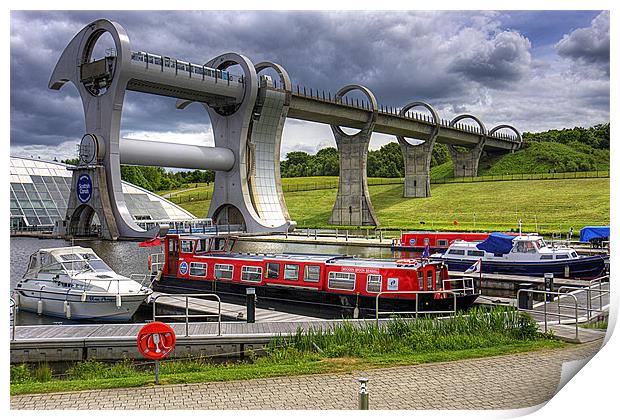 Boats at the Falkirk Wheel Print by Tom Gomez