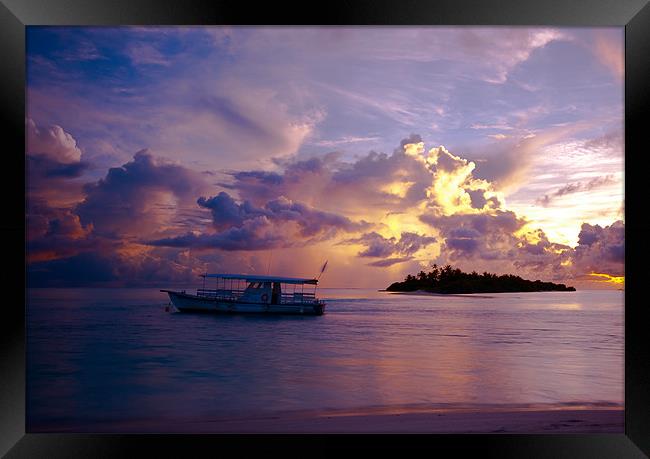Magic Sky. Maldivian Island Framed Print by Jenny Rainbow