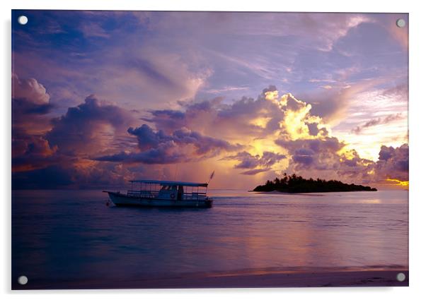 Magic Sky. Maldivian Island Acrylic by Jenny Rainbow