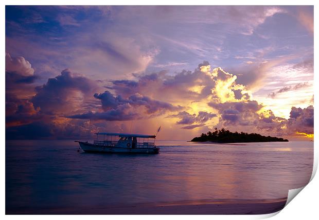 Magic Sky. Maldivian Island Print by Jenny Rainbow