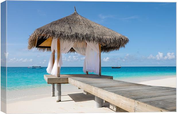 Romantic Hut with Light Ocean Breeze. Maldives Canvas Print by Jenny Rainbow