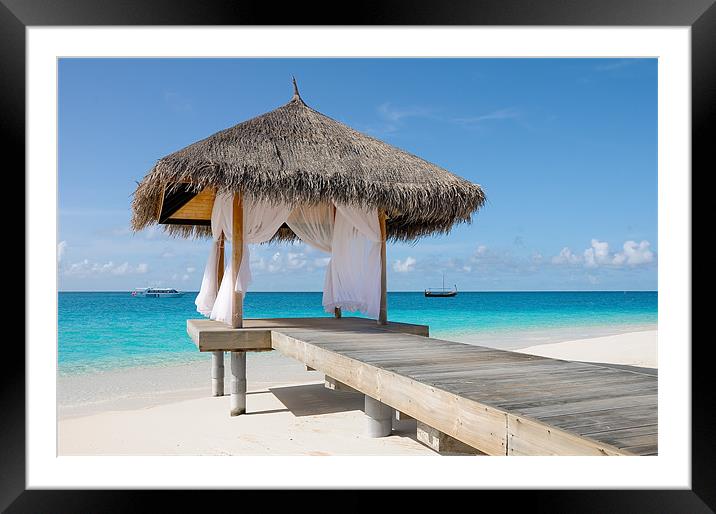 Romantic Hut with Light Ocean Breeze. Maldives Framed Mounted Print by Jenny Rainbow