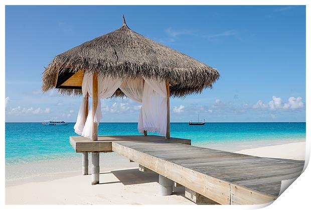 Romantic Hut with Light Ocean Breeze. Maldives Print by Jenny Rainbow