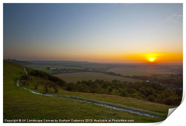Dunstable Downs Sunset Print by Graham Custance