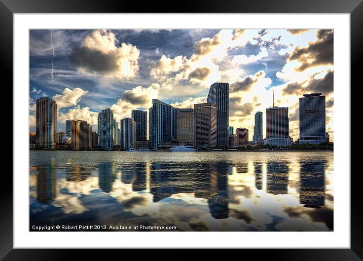 Miami at Dusk Framed Mounted Print by Robert Pettitt