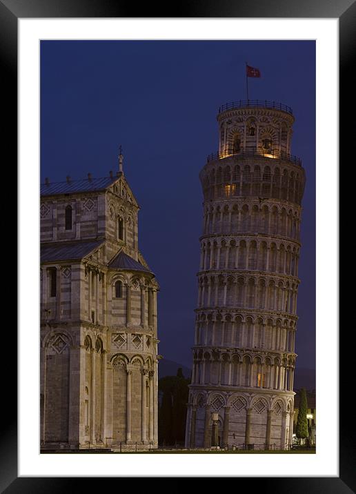 Leaning tower and dome @ night Framed Mounted Print by Thomas Schaeffer