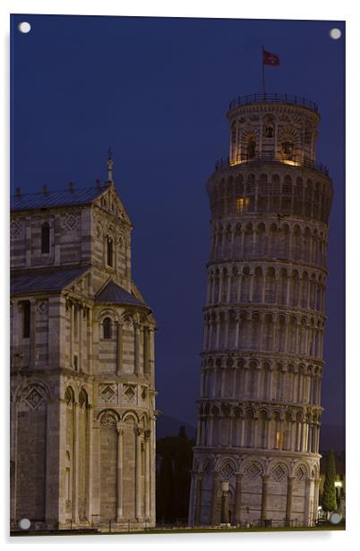 Leaning tower and dome @ night Acrylic by Thomas Schaeffer