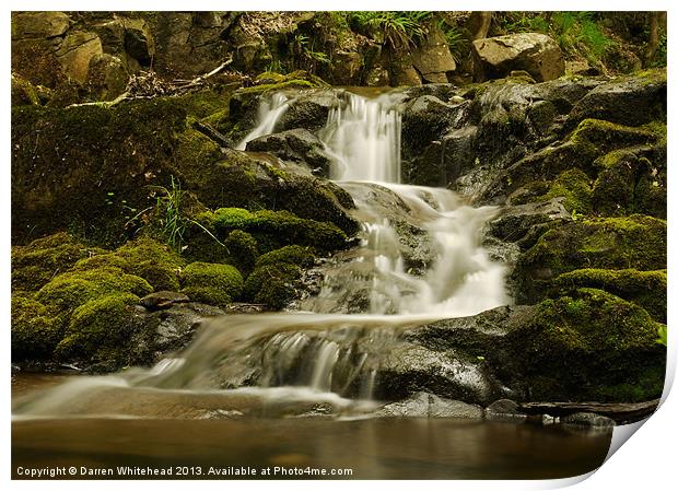 Waterfall in Spring 4 Print by Darren Whitehead