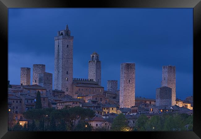 San Gimignano @ night Framed Print by Thomas Schaeffer