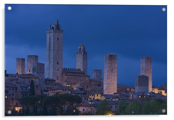 San Gimignano @ night Acrylic by Thomas Schaeffer