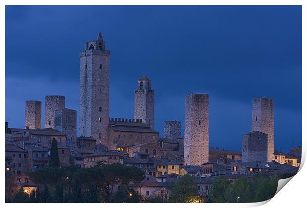 San Gimignano @ night Print by Thomas Schaeffer