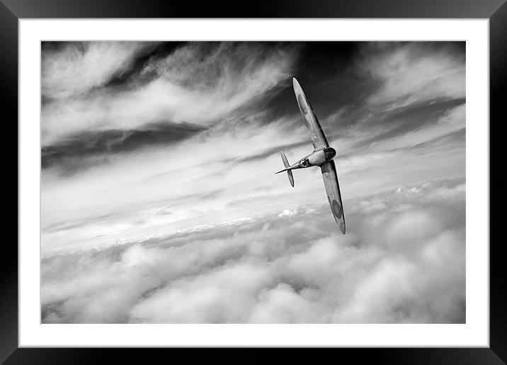 Freedom: Spitfire solo B&W version Framed Mounted Print by Gary Eason