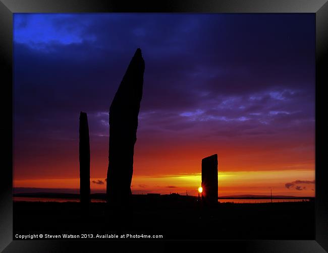 Stenness Sunset Framed Print by Steven Watson