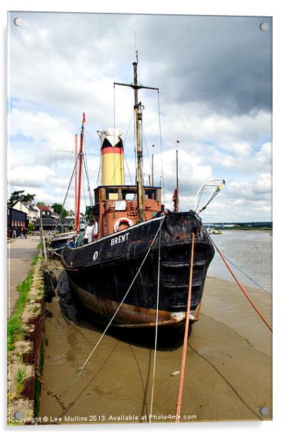 The tugboat Brent at Maldon Acrylic by Lee Mullins