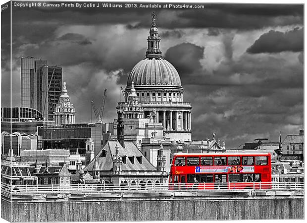The Red Bus And Saint Pauls Cathederal london Canvas Print by Colin Williams Photography