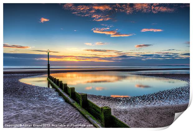 Welsh Sunset Print by Adrian Evans