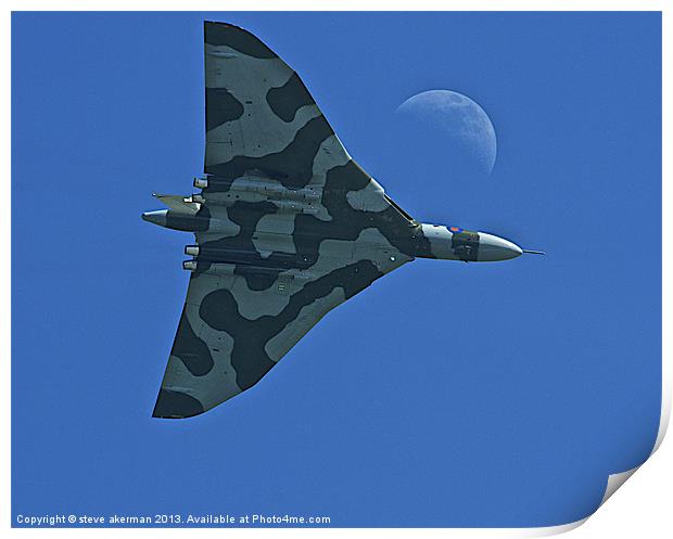 Vulcan bomber over Hastings Print by steve akerman