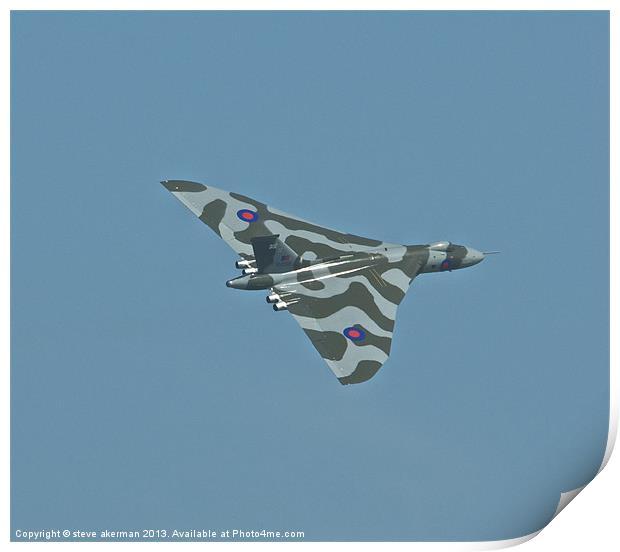 Vulcan bomber over Hastings Print by steve akerman