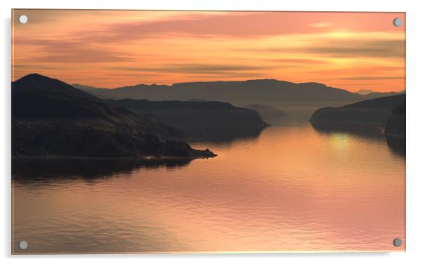 Sunset On The Mystery Coast Acrylic by Hugh Fathers