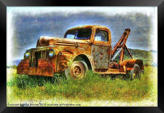 Derelict Breakdown Truck in Canadian Rockies Framed Print by David Birchall