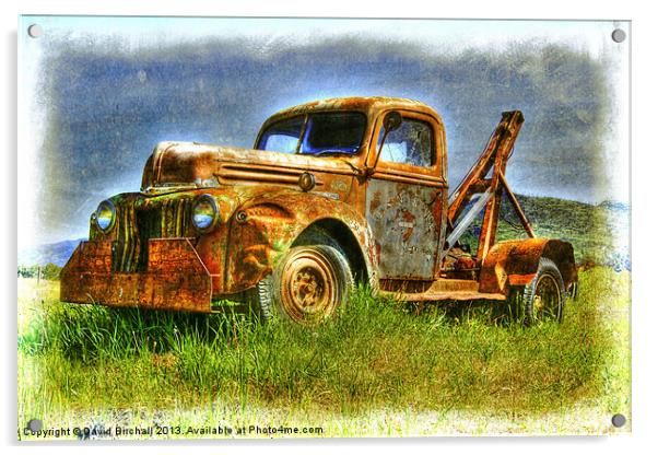 Derelict Breakdown Truck in Canadian Rockies Acrylic by David Birchall