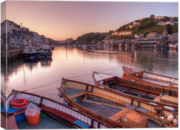 The sun goes down at Looe Canvas Print by Rosie Spooner