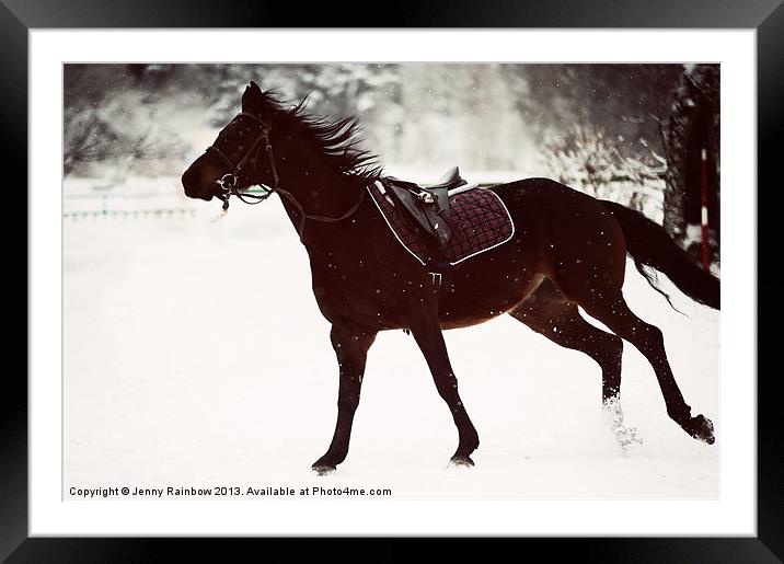 Race in the Snow Framed Mounted Print by Jenny Rainbow