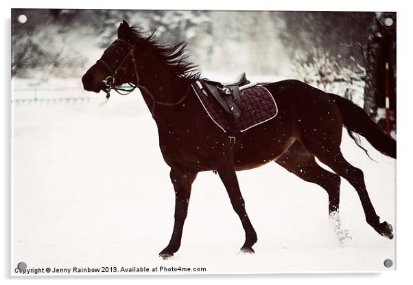 Race in the Snow Acrylic by Jenny Rainbow