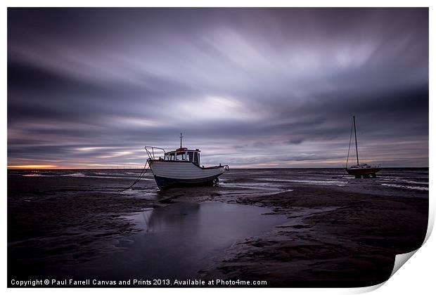 Boats on Meols beach Print by Paul Farrell Photography