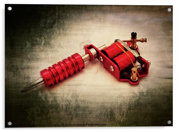 Red tattoo gun Acrylic by Maria Tzamtzi Photography