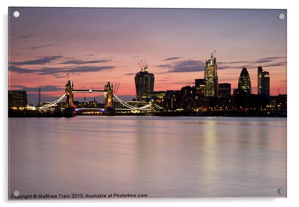 Tower Bridge Sunset Acrylic by Matthew Train