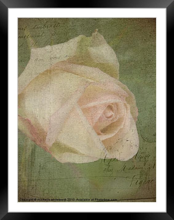 Vintage Rose 6 Framed Mounted Print by michelle whitebrook